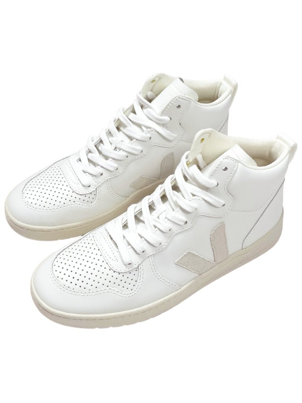 VEJA V-15 Mid Top Sneakers NWT Extra White Leather Sizes 8 9 10 - Picture 2 of 11